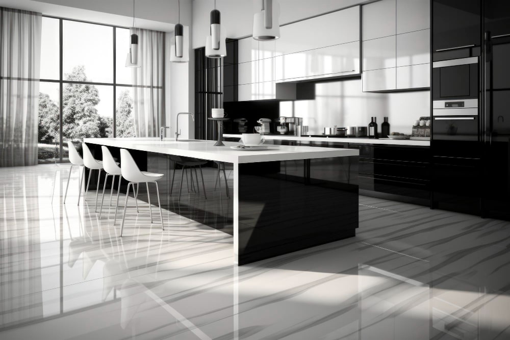 Black and White color kitchen laminates